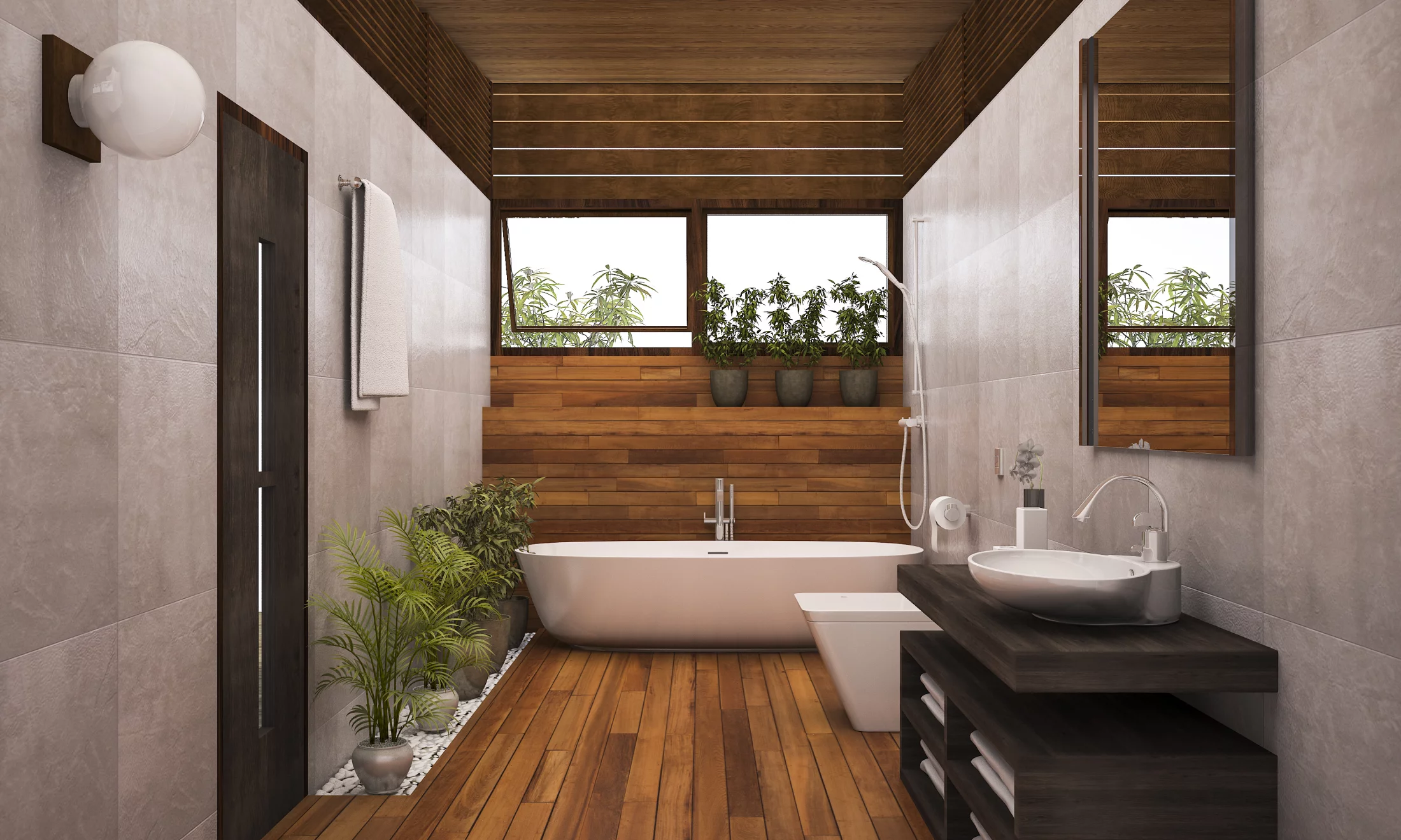 Bathroom with wooden floor